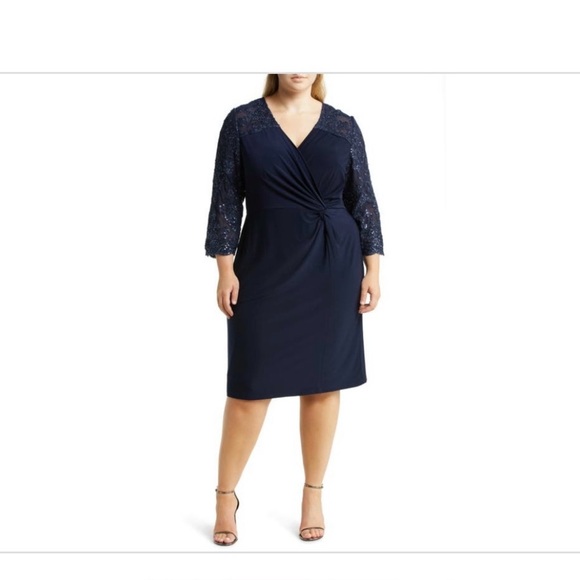 NWT Alex Evenings Navy Dress - Picture 1 of 6